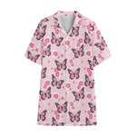 Pink Monarch Butterfly Pattern Print Cotton Hawaiian Shirt