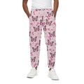 Pink Monarch Butterfly Pattern Print Cotton Sweatpants