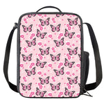 Pink Monarch Butterfly Pattern Print Crossbody Lunch Bag