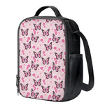 Pink Monarch Butterfly Pattern Print Crossbody Lunch Bag