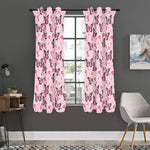 Pink Monarch Butterfly Pattern Print Curtain