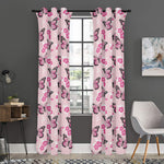 Pink Monarch Butterfly Pattern Print Curtain