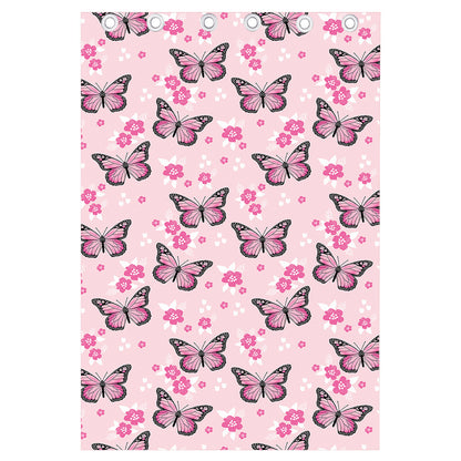 Pink Monarch Butterfly Pattern Print Curtain