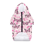 Pink Monarch Butterfly Pattern Print Dog Zip Up Hoodie