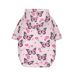 Pink Monarch Butterfly Pattern Print Dog Zip Up Hoodie