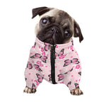 Pink Monarch Butterfly Pattern Print Dog Zip Up Jacket