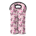Pink Monarch Butterfly Pattern Print Double Neoprene Wine Tote