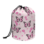 Pink Monarch Butterfly Pattern Print Drawstring Makeup Bag