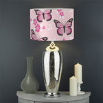 Pink Monarch Butterfly Pattern Print Drum Lamp Shade
