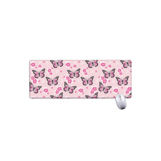 Pink Monarch Butterfly Pattern Print Extended Mouse Pad