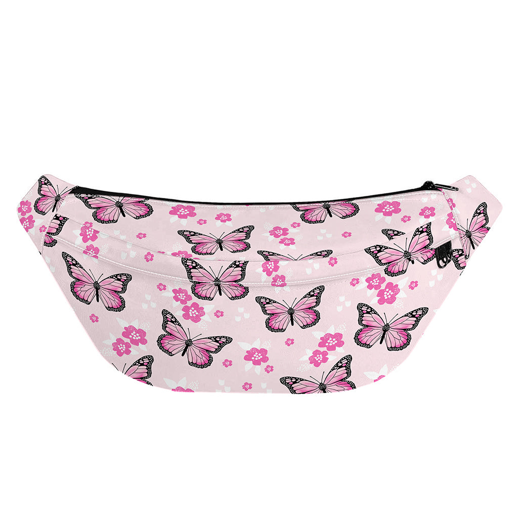 Pink Monarch Butterfly Pattern Print Fanny Pack