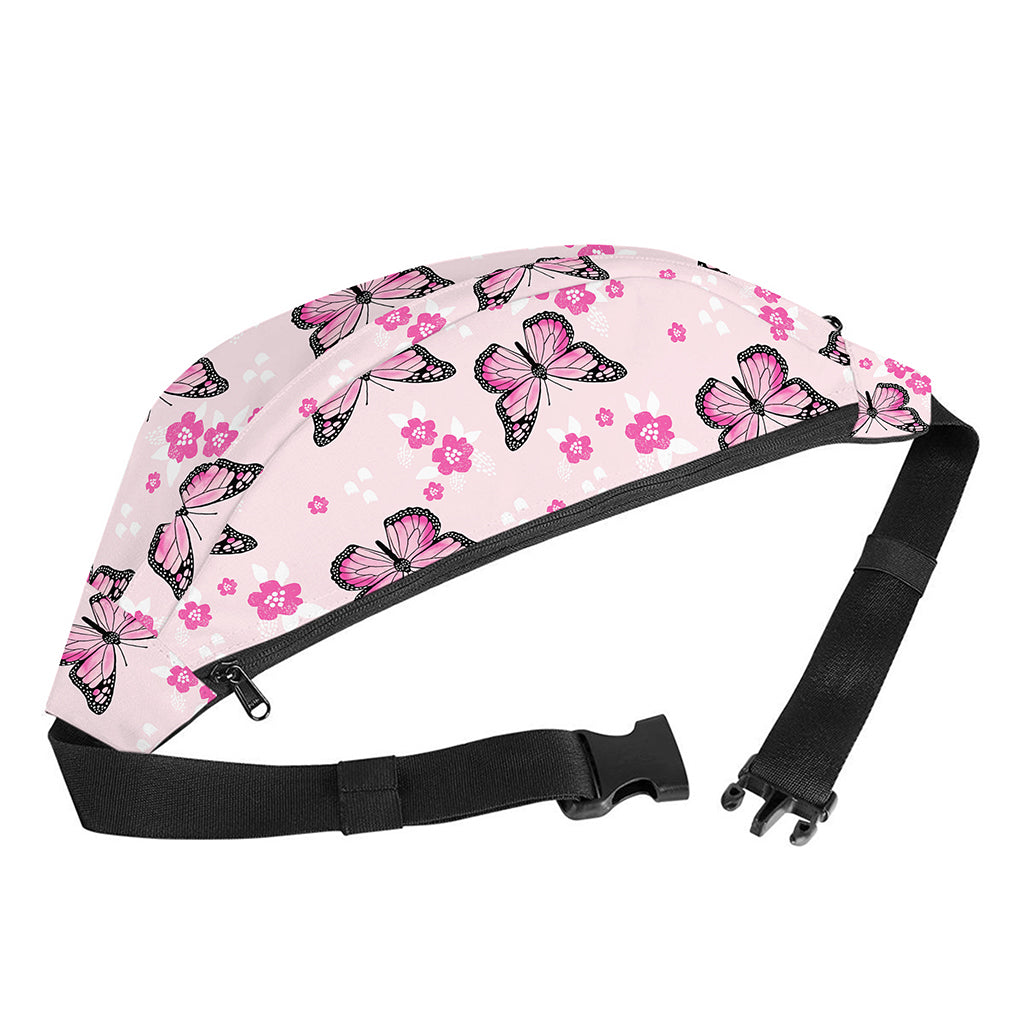 Pink Monarch Butterfly Pattern Print Fanny Pack