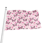 Pink Monarch Butterfly Pattern Print Flag
