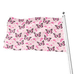 Pink Monarch Butterfly Pattern Print Flag
