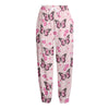 Pink Monarch Butterfly Pattern Print Fleece Lined Knit Pants