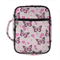 Pink Monarch Butterfly Pattern Print Front Pocket Bible Bag