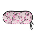 Pink Monarch Butterfly Pattern Print Glasses Case