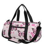 Pink Monarch Butterfly Pattern Print Gym Bag