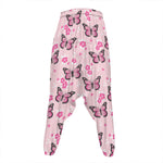 Pink Monarch Butterfly Pattern Print Hammer Pants