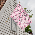 Pink Monarch Butterfly Pattern Print House Flag