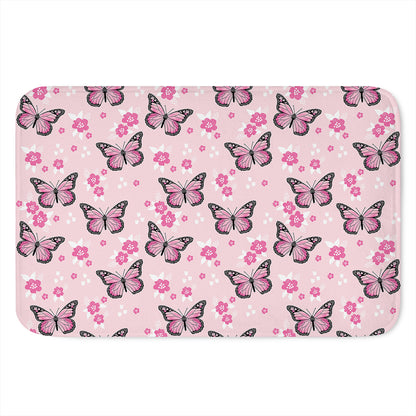 Pink Monarch Butterfly Pattern Print Indoor Door Mat