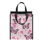 Pink Monarch Butterfly Pattern Print Insulated Lunch Tote