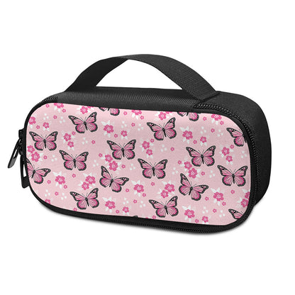 Pink Monarch Butterfly Pattern Print Insulin Cooler Travel Case