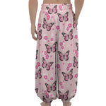 Pink Monarch Butterfly Pattern Print Lantern Pants