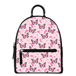 Pink Monarch Butterfly Pattern Print Leather Backpack