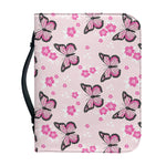 Pink Monarch Butterfly Pattern Print Leather Bible Cover