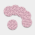 Pink Monarch Butterfly Pattern Print Leather Coaster Set