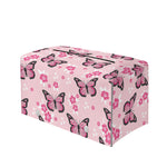 Pink Monarch Butterfly Pattern Print Leather Tissue Box Cover