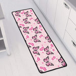 Pink Monarch Butterfly Pattern Print Long Kitchen Mat