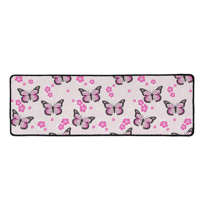 Pink Monarch Butterfly Pattern Print Long Kitchen Mat