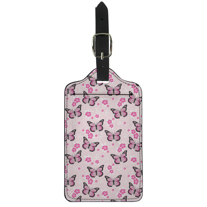Pink Monarch Butterfly Pattern Print Luggage Tag