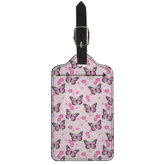 Pink Monarch Butterfly Pattern Print Luggage Tag