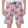 Pink Monarch Butterfly Pattern Print Men's Beach Shorts