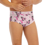 Pink Monarch Butterfly Pattern Print Men's Briefs