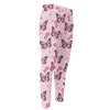 Pink Monarch Butterfly Pattern Print Men's Compression Pants