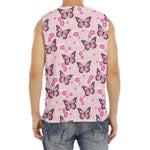 Pink Monarch Butterfly Pattern Print Men's Fitness Tank Top