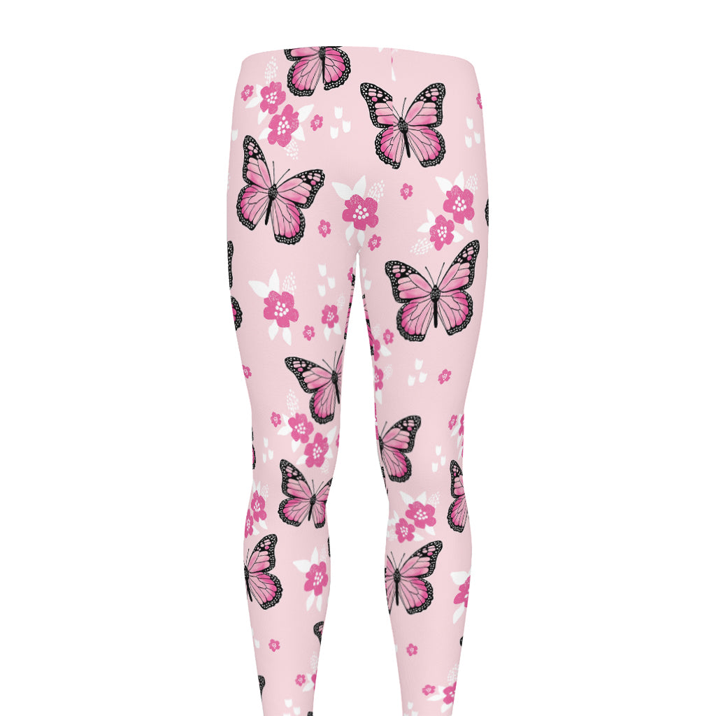 Pink Monarch Butterfly Pattern Print Men's leggings