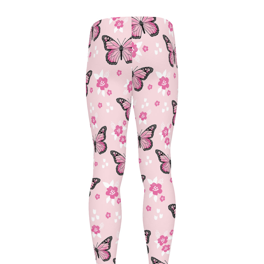 Pink Monarch Butterfly Pattern Print Men's leggings