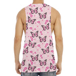 Pink Monarch Butterfly Pattern Print Men's Muscle Tank Top