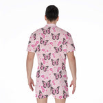 Pink Monarch Butterfly Pattern Print Men's Rompers