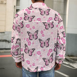 Pink Monarch Butterfly Pattern Print Men's Shirt Jacket