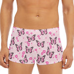 Pink Monarch Butterfly Pattern Print Men's Short Boxer Briefs