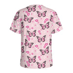 Pink Monarch Butterfly Pattern Print Men's Sports T-Shirt