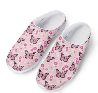 Pink Monarch Butterfly Pattern Print Mesh Casual Shoes