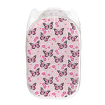 Pink Monarch Butterfly Pattern Print Mesh Laundry Hamper