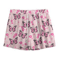 Pink Monarch Butterfly Pattern Print Mesh Shorts